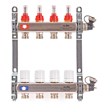 Коллекторная группа из нержавеющей стали с расходомерами и термостатическими вентилями Uni-Fitt (Юнифит)